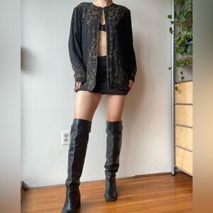 Vintage silk beaded jacket Black and Gold